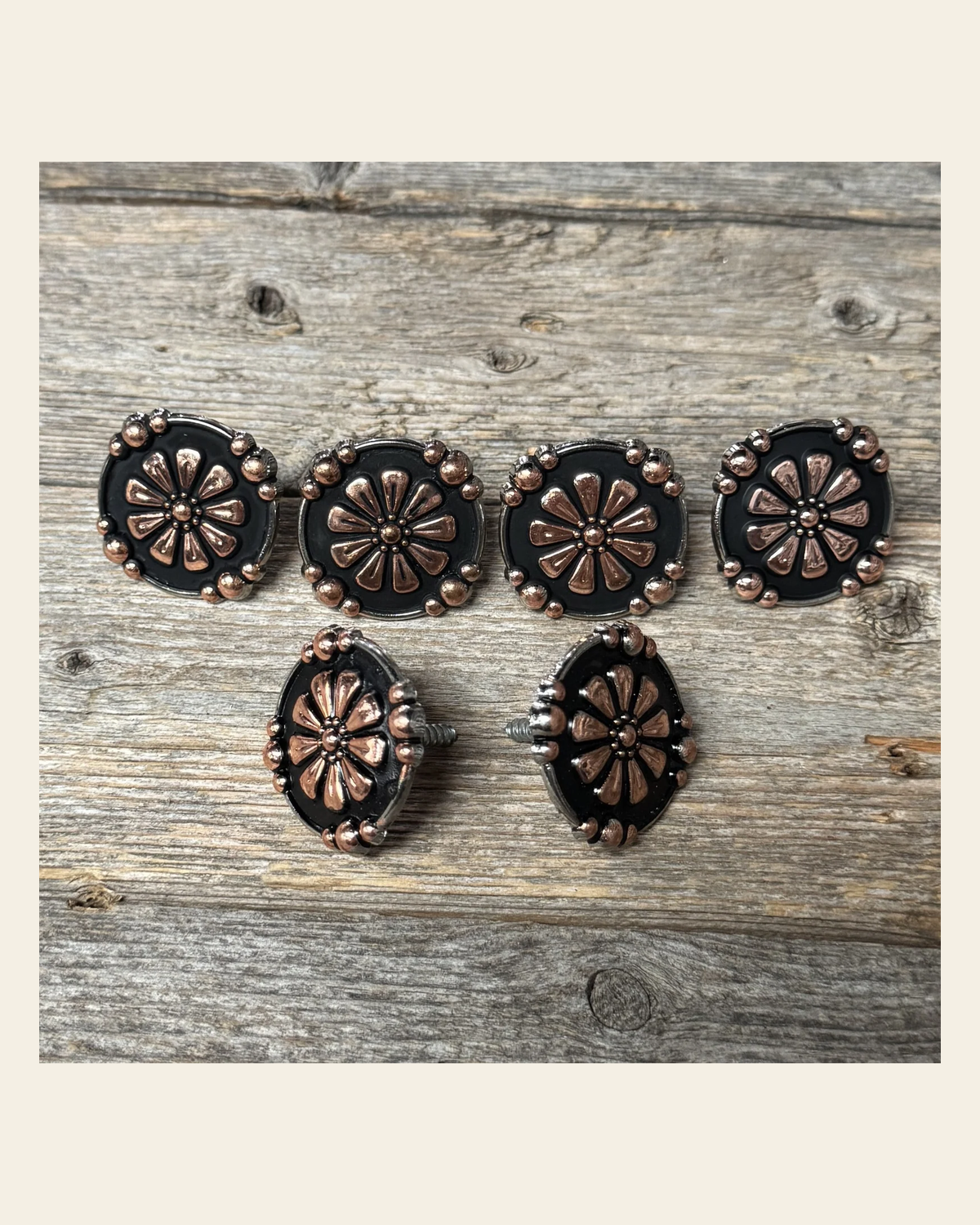 Copper Flower Saddle Set SSW196 on a warm cream background
