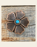 Copper Flower Turquoise Concho 1.5" W111S on a warm cream background