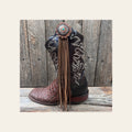 Boot Cuff Jewelry - Copper Flower Turquoise Concho - Fringe