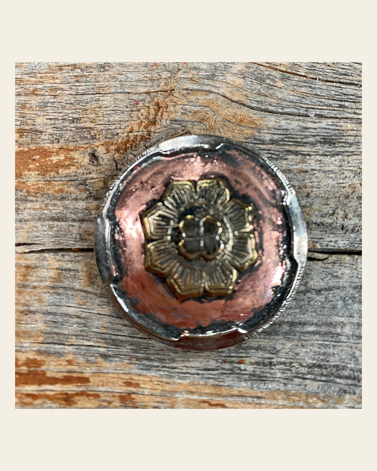 Copper & Gold Flower 1" #W192S on a warm cream background