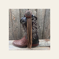 Boot Cuff Jewelry - Copper Intricate Engraved Concho - Fringe