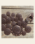 Copper Intricate Engraved Western Concho W224 on a warm cream background