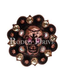 Pink, AB & Champagne Copper 1.75" Skull European Crystal Concho