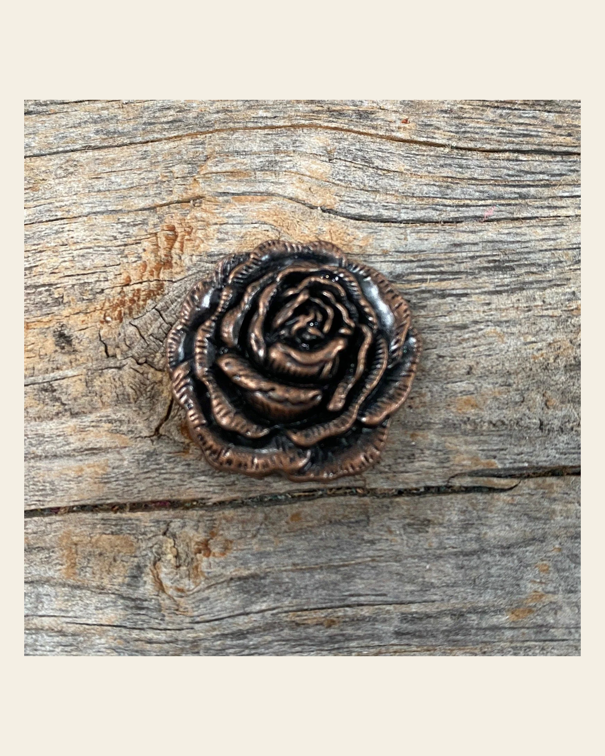 Copper Rose Concho 1.5" W107CL on a warm cream background