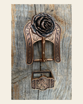Copper Rose Concho Buckle Adapter W107COBA on a warm cream background