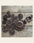 Copper Rose Western Concho W107 on a warm cream background