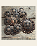 Copper Round Western Concho W101 on a warm cream background