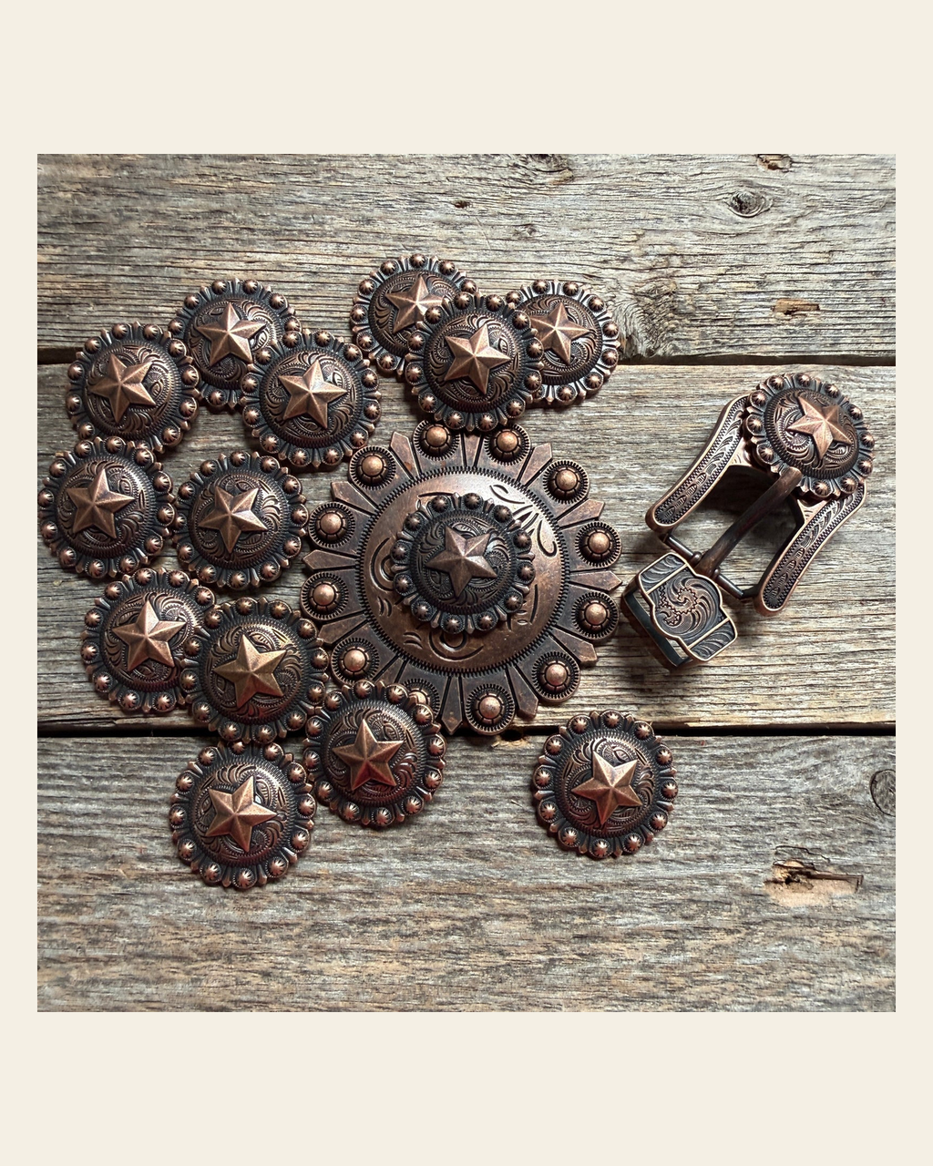 Copper Star Western Concho W175 on a warm cream background
