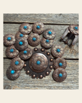 Copper Sunflower Western Concho W205 on a warm cream background
