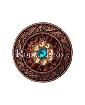 Teal Champagne & Topaz Copper 1.5" Disc European Crystal Concho