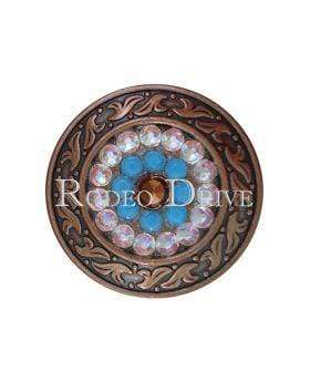 Topaz Turquoise & AB Copper 1.5" Disc European Crystal Concho