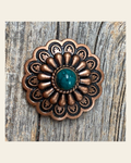 Copper Turquoise Concho 1.5" W103L on a warm cream background