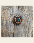 Copper Turquoise Concho 1" W103S on a warm cream background