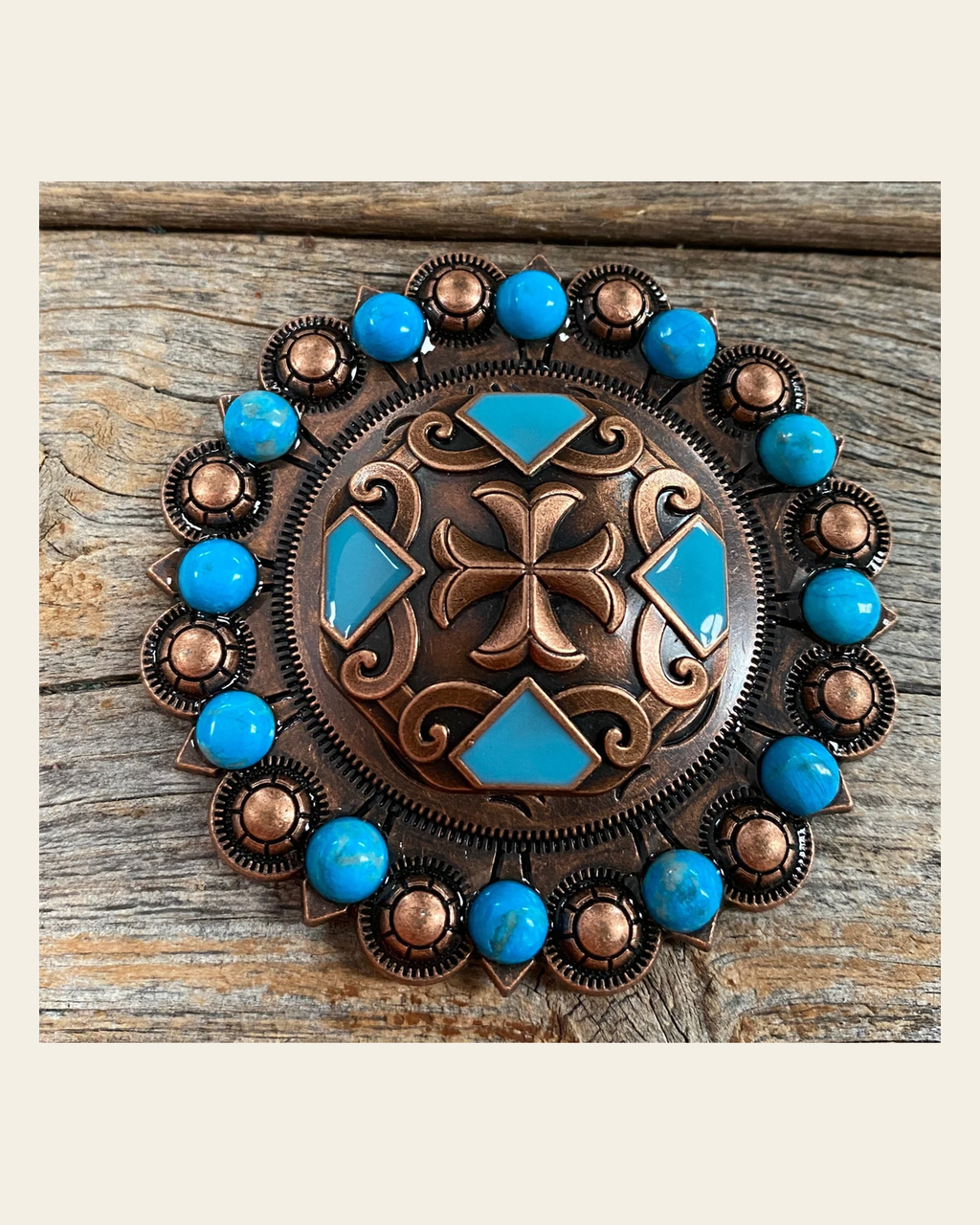 Copper Turquoise Concho Berry Jacket #BJW104L on a warm cream background