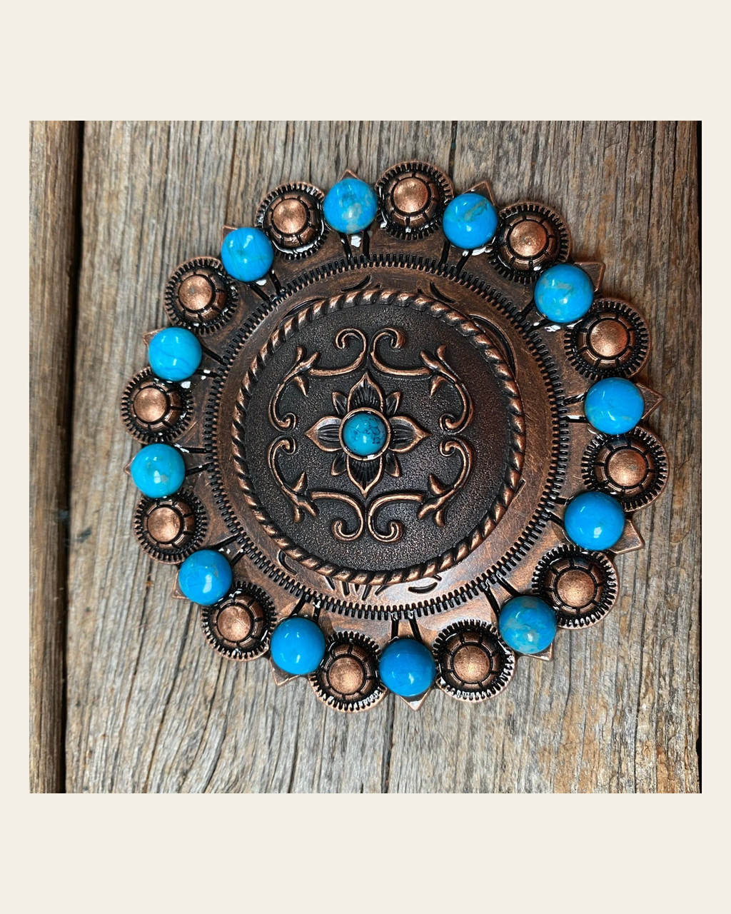 Copper Turquoise Concho Berry Jacket #BJW180L on a warm cream background