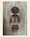 Copper Turquoise Concho Buckle Adapter W180COBA on a warm cream background