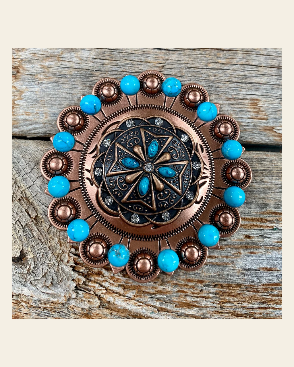 Copper Turquoise & Crystal Berry Jacket #BJW138L on a warm cream background