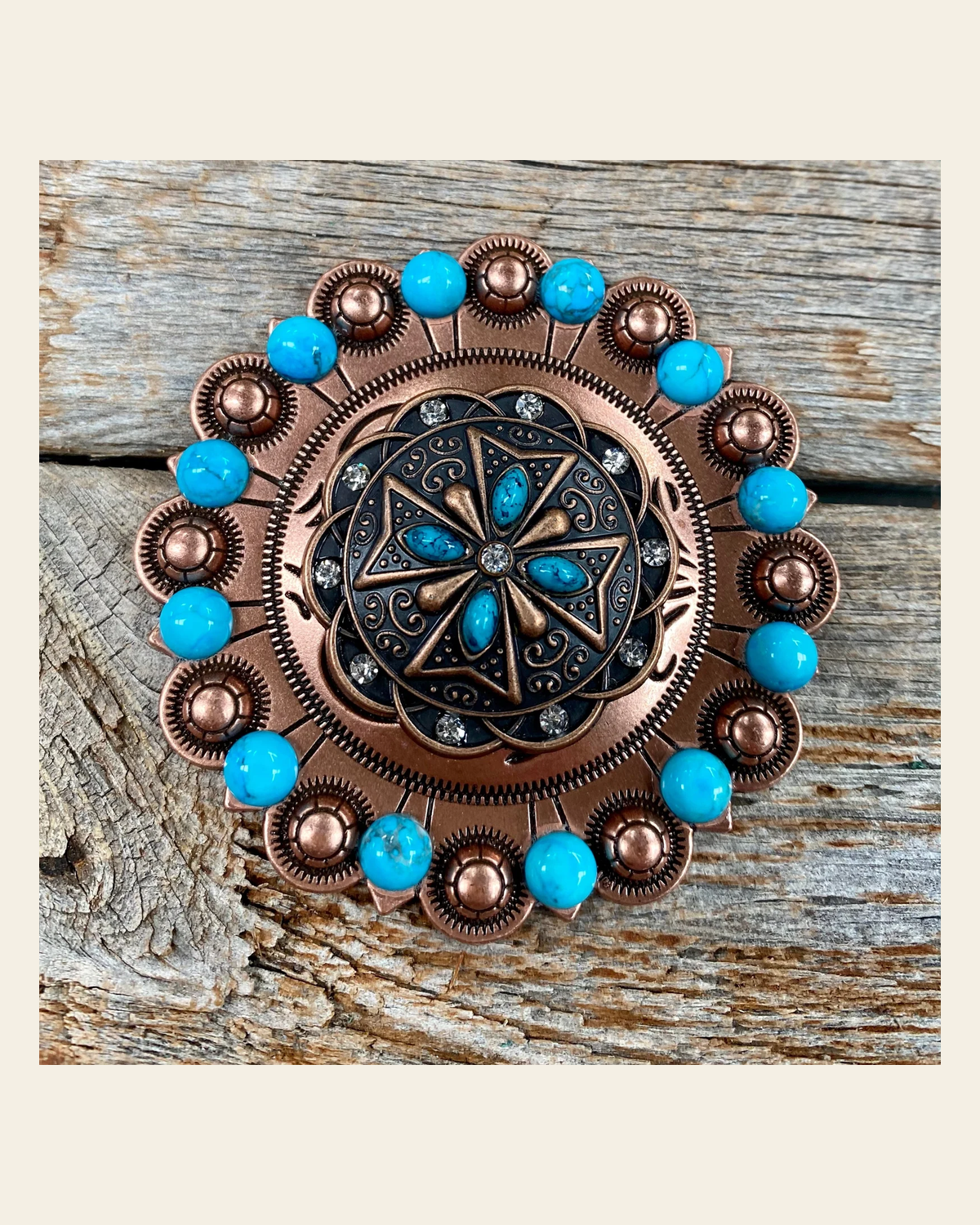 Copper Turquoise & Crystal Berry Jacket #BJW138L on a warm cream background