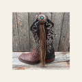 Boot Cuff Jewelry - Copper Turquoise Flower Concho - Fringe