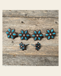 Copper Turquoise Flower Saddle Set SSW207 on a warm cream background