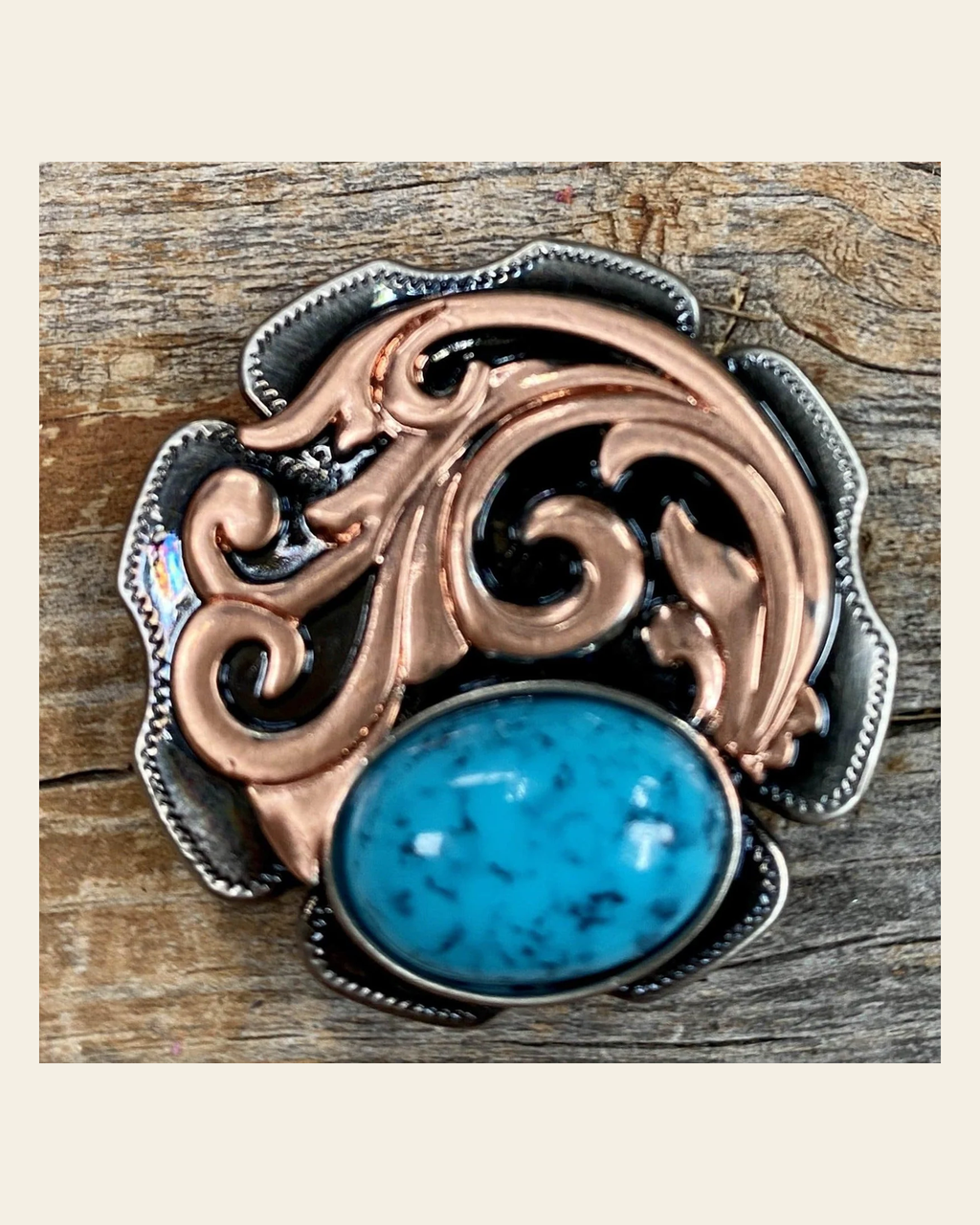 Copper Turquoise Howlite 1.5" #W121L on a warm cream background