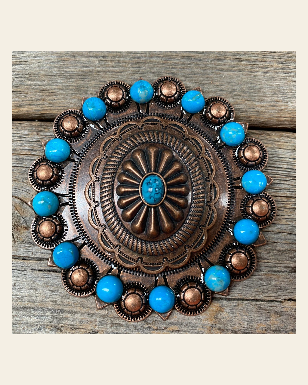 Copper Turquoise Oval Berry Jacket #BJW179L on a warm cream background