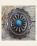 Copper Turquoise Oval Concho 1.75" W179L on a warm cream background