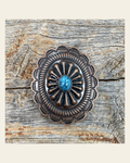 Copper Turquoise Oval Concho 3/4” W179S on a warm cream background