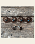 Copper Turquoise Oval Saddle Set SSW179 on a warm cream background