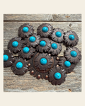 Copper Turquoise Round Western Concho W128 on a warm cream background
