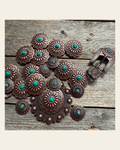 Copper Turquoise Western Concho W103 on a warm cream background