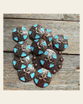 Copper Turquoise Western Concho W104 on a warm cream background