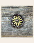 Copper Yellow Daisy Concho 1" W229S on a warm cream background