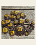 Copper Yellow Daisy Western Concho W229 on a warm cream background