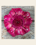 Hot Pink Carnation Leather Flower on a warm cream background