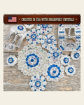 Bright Silver Capri - AB Crystal Conchos | Sizes 1"- 3" | Buckles | Saddle Set | Leather Rosettes | Slide on a warm cream background