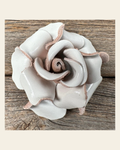 White Rose Leather Flower on a warm cream background