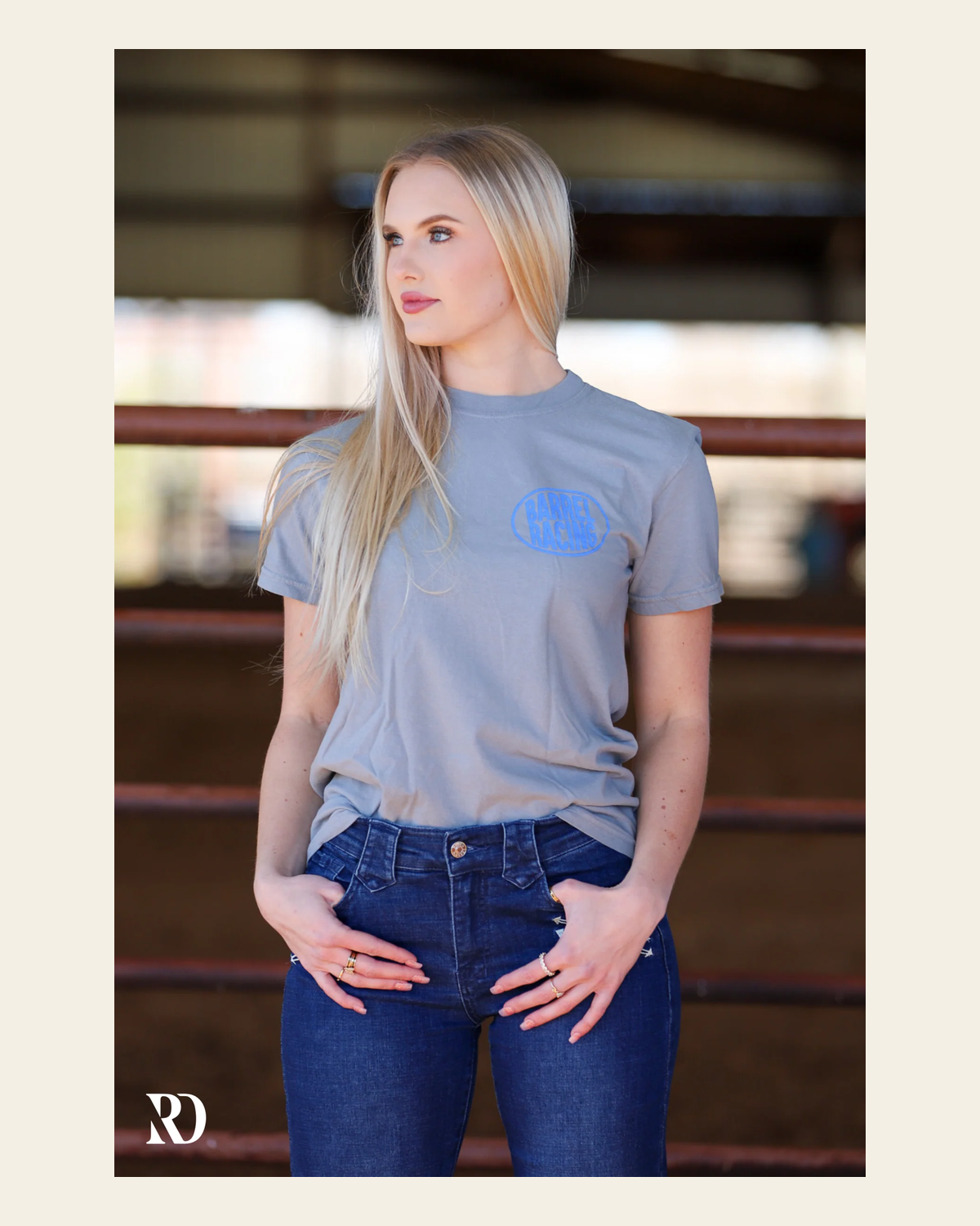 Barrel Racing | Tee on a warm cream background