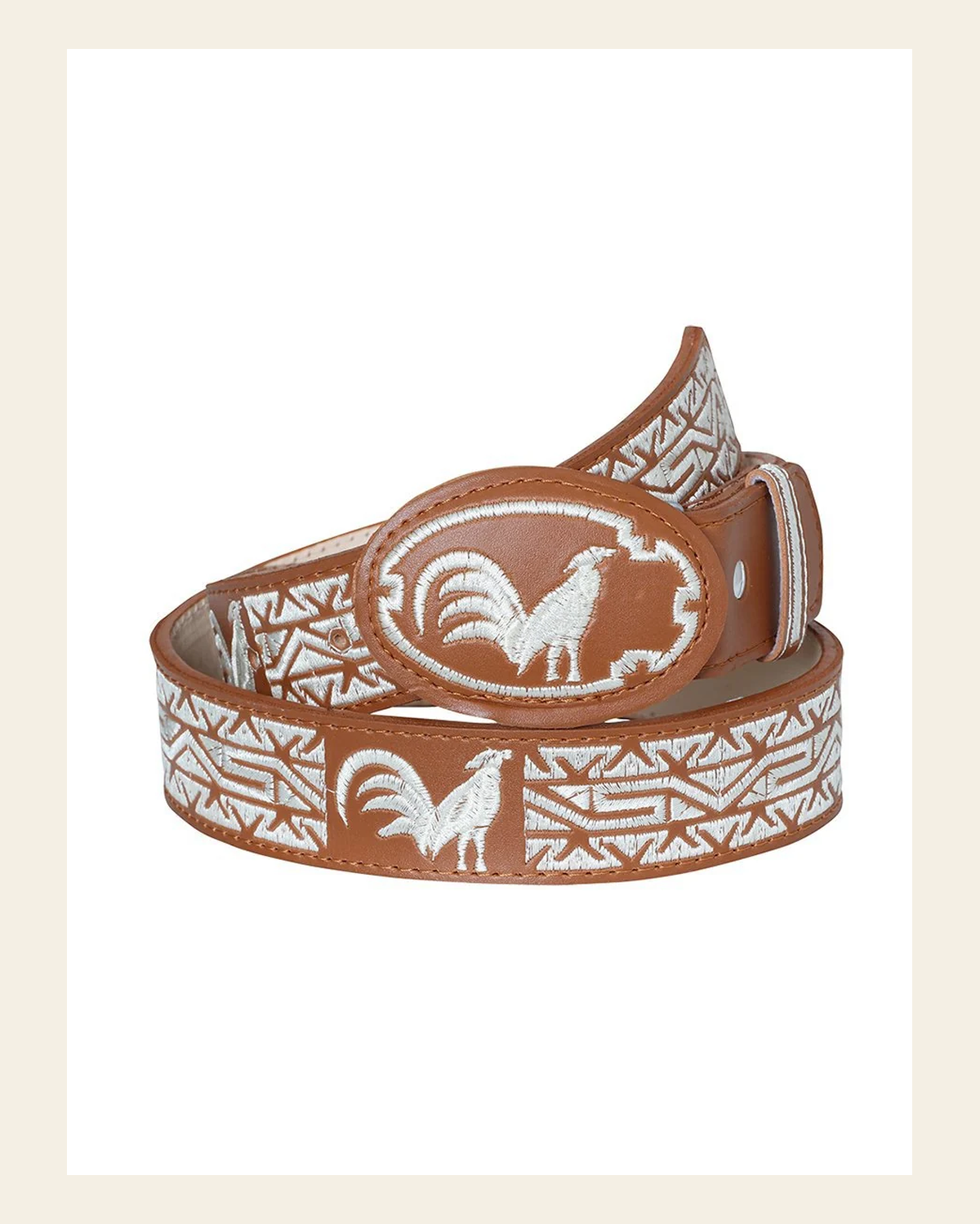 Men's Leather Cowboy Western Belt - Gallos - Honey 41687 on a warm cream background