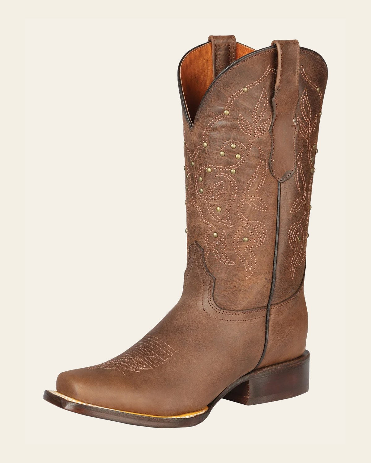 El General Women’s Rodeo Boot - Alazan Brown 44853 on a warm cream background
