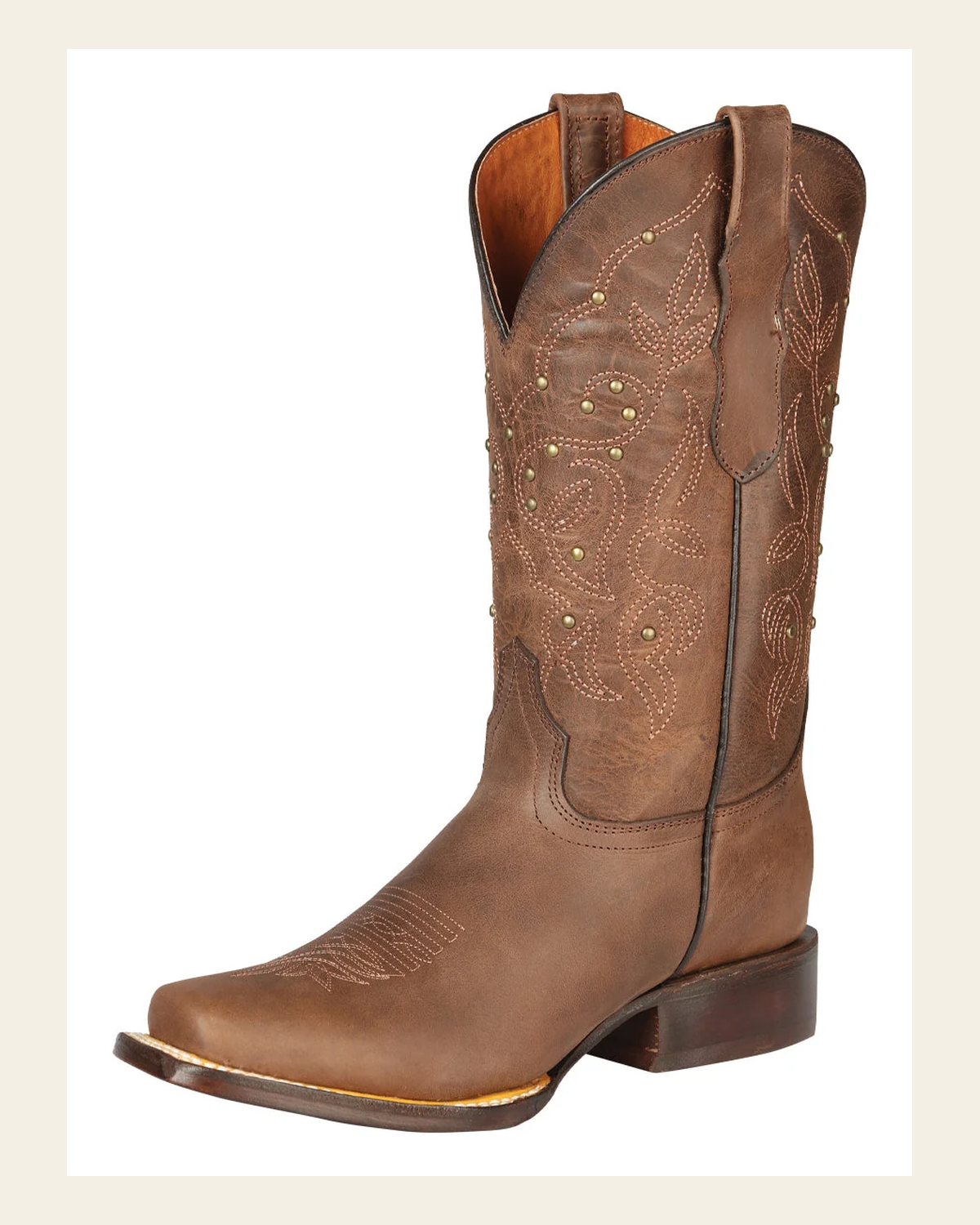 El General Women’s Rodeo Boot - Alazan Brown 44853 on a warm cream background