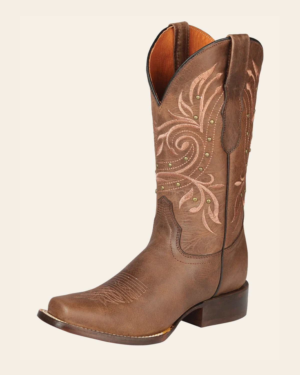 El General Women’s Rodeo Boot - Alazan Brown 44854 on a warm cream background
