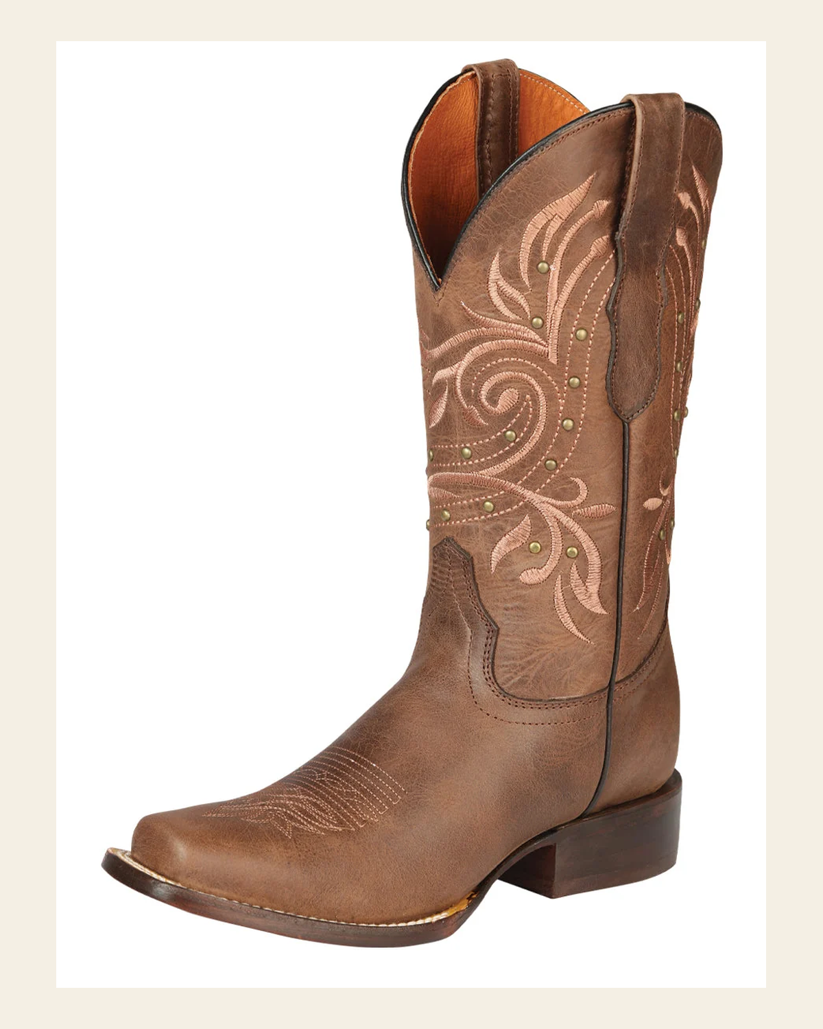 El General Women’s Rodeo Boot - Alazan Brown 44854 on a warm cream background