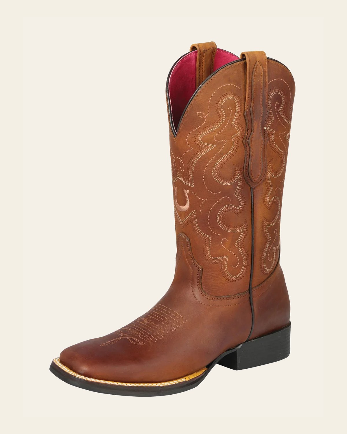 Cowboy Boot Rodeo El General - Kansas Brick 44650 on a warm cream background