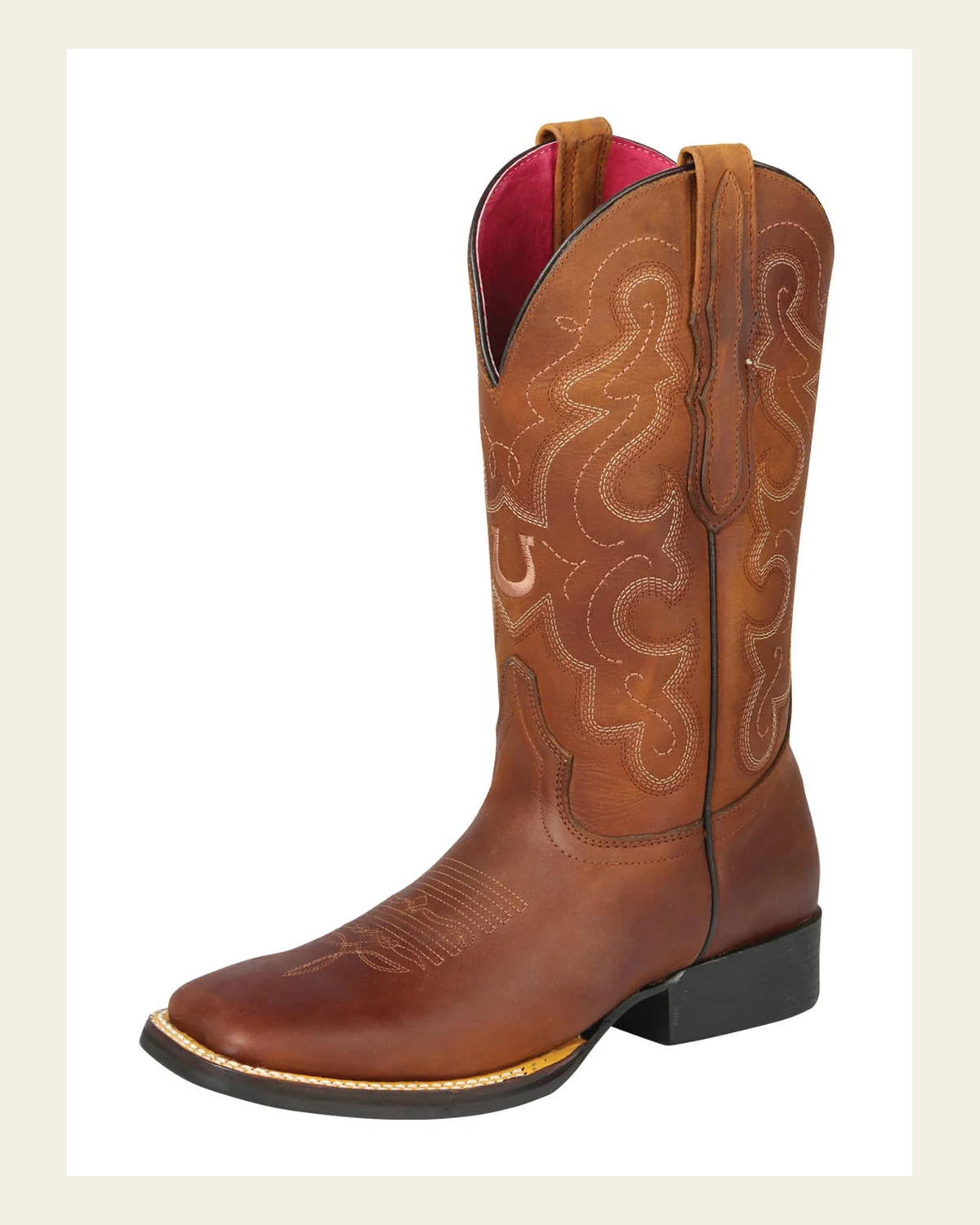 Cowboy Boot Rodeo El General - Kansas Brick 44650 on a warm cream background