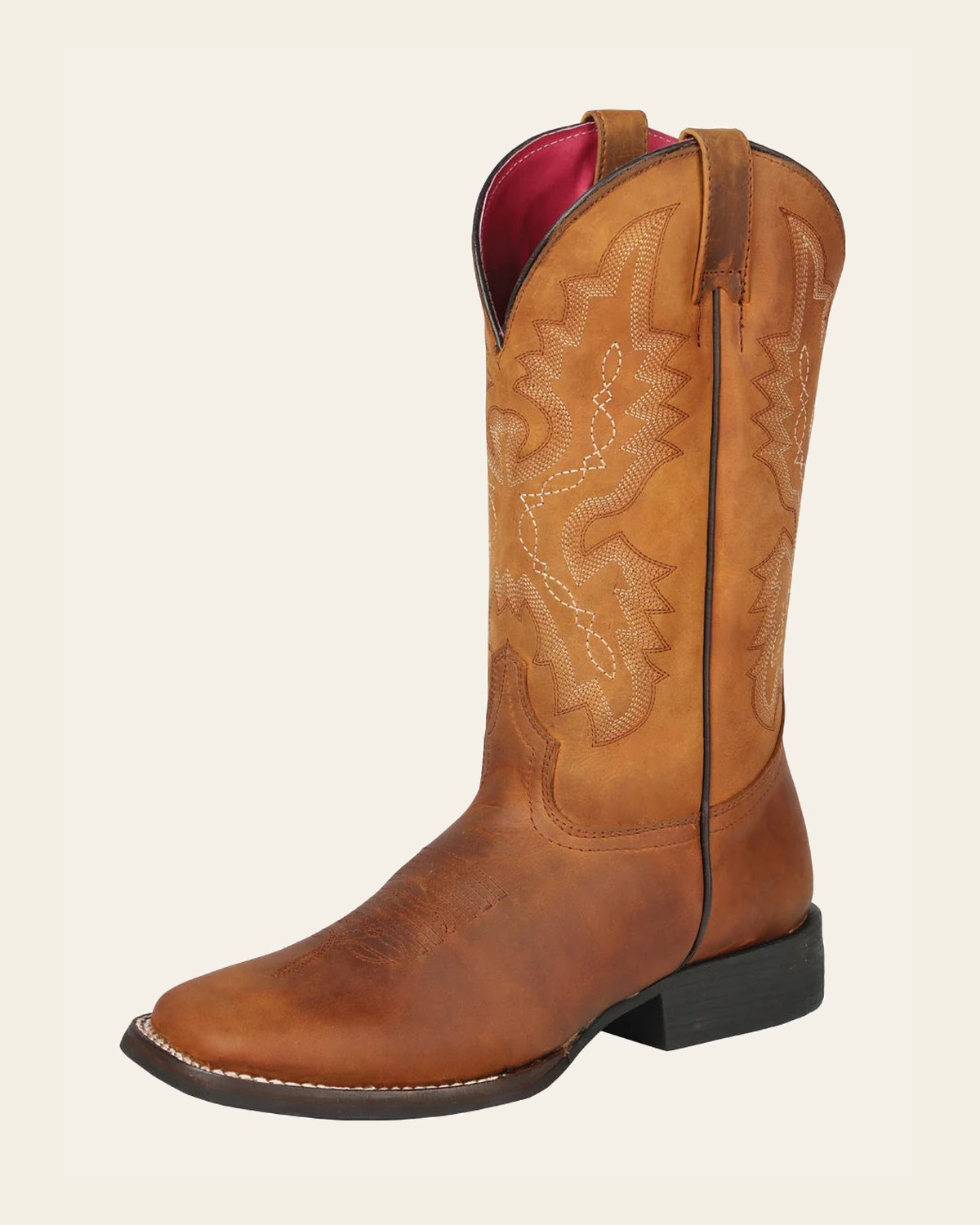 Cowboy Boot Rodeo El General - Kansas Brick 44651 on a warm cream background
