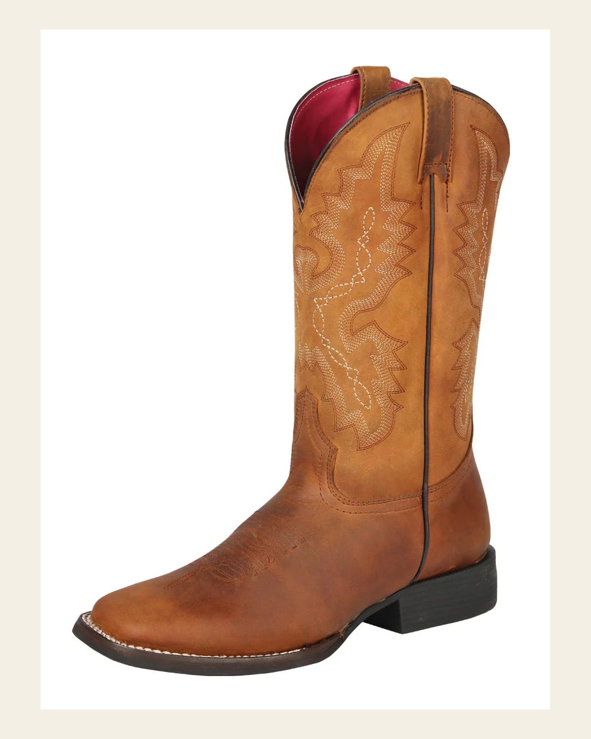 Cowboy Boot Rodeo El General - Kansas Brick 44651 on a warm cream background