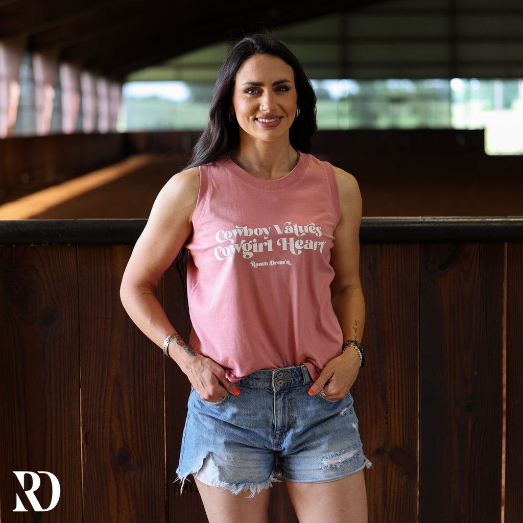 Cowboy Values Cowgirl Heart Tank | Top