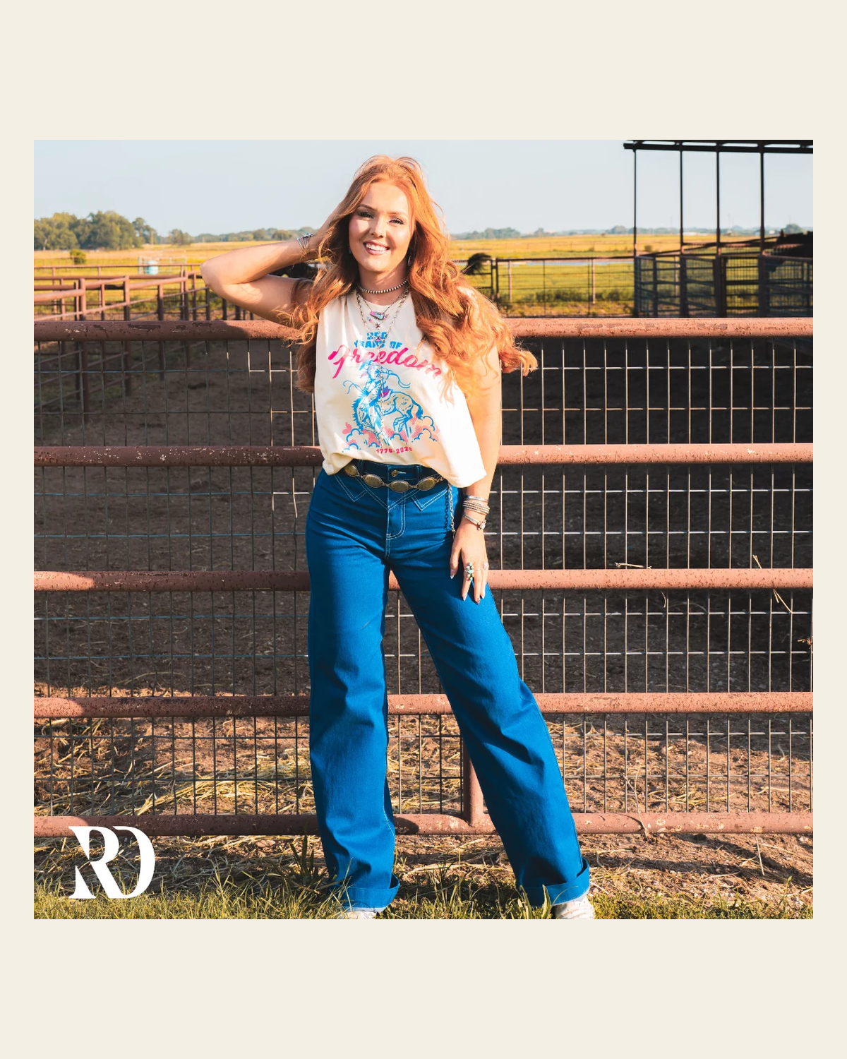Cowboys & Freedom Muscle | Tee on a warm cream background