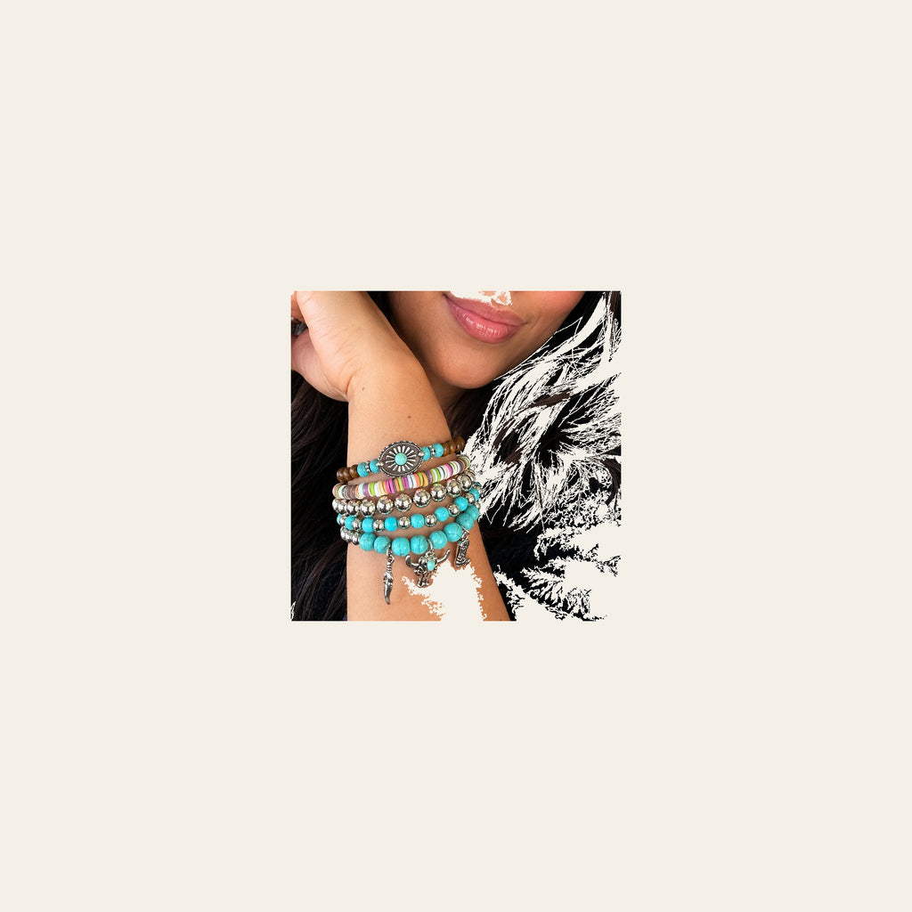 Cowgirl Charm Fashion Turquoise Bracelet Stack